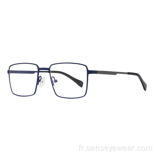 Design de luxe Hommes Square Métal Cadres Optiques Lunettes de vue